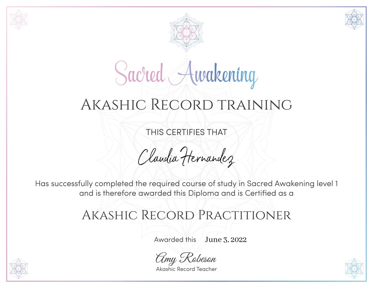 Akashic Record Practitioner certificate